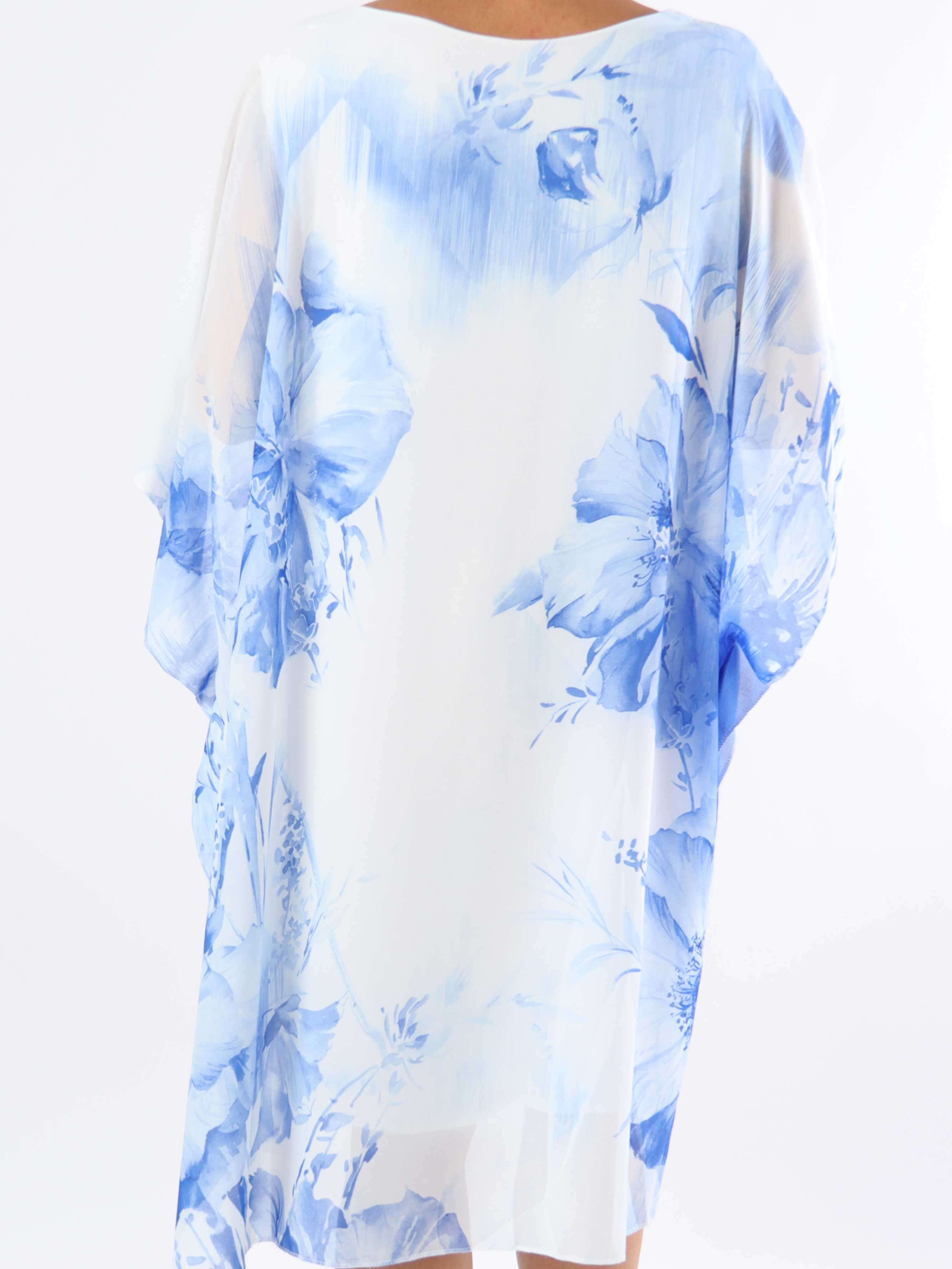 Senja - Plus size-klänning i chiffong och underkjol i viskos